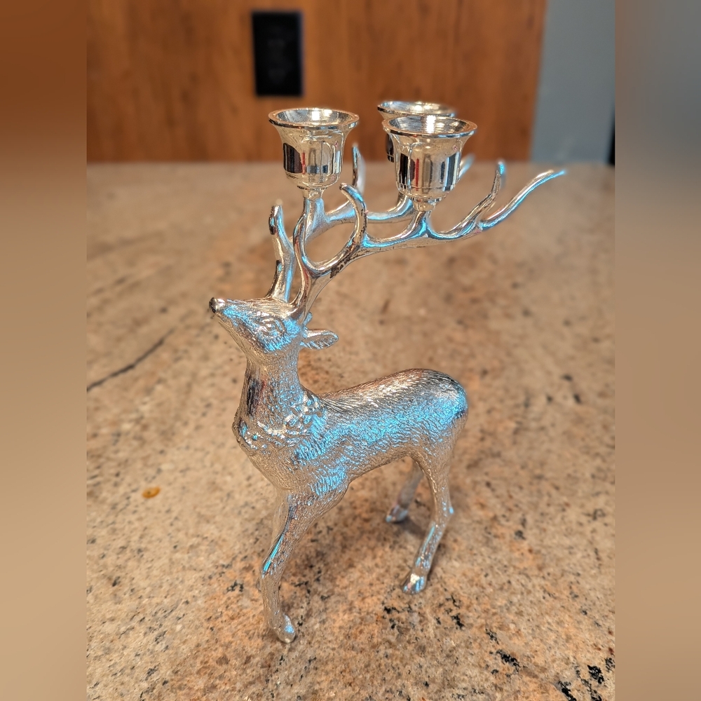 Silver Plated Stag Candelabra